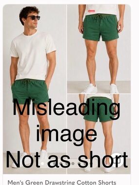Men's Green Drawstring Cotton Shorts